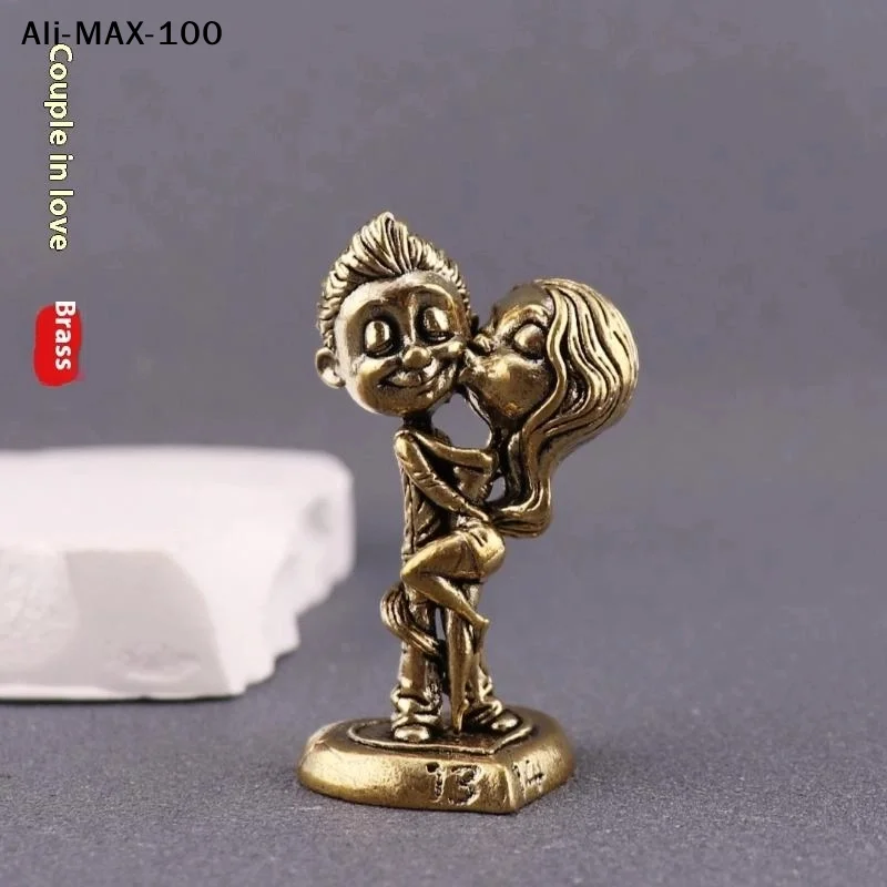 【AM3】Messing Retro Paar-Ornament Kreatives Handwerk Kupfer-Ornament Kleine Figuren Miniaturen Wohndekoration Image
