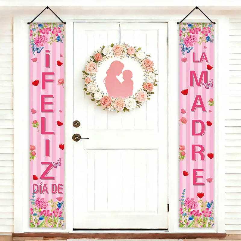VIKAMA Spanisches „Happy Mother's Day“-Schild für die Veranda, Partybanner, Familienfeier, Hängedekoration für Innen- und Außenbereiche Image
