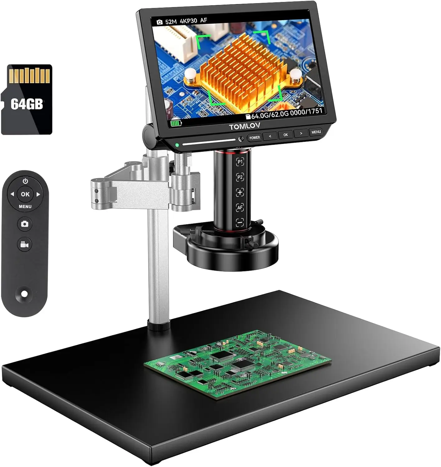 TOMLOV Autofokus-Mikroskop 4K 10,1 Zoll HDMI Digitalmikroskope TM4K-AF Max Löt-Mikroskop mit LED-Beleuchtung für elektronische Reparaturen Image