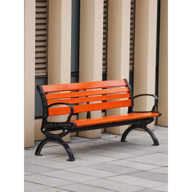 Parkbank Outdoor-Sitzbank aus Aluminiumguss mit Rückenlehne Freizeitstuhl Kunststoff Korrosionsbeständige Holzbank Gartenstuhl