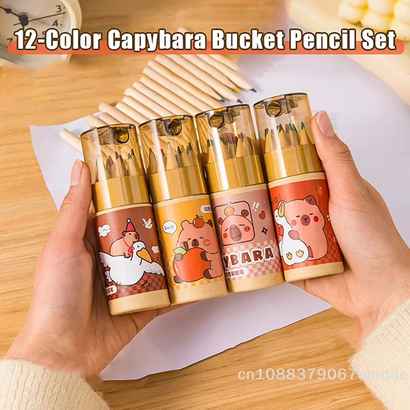 [ZYAS]12 entzückende Capybara-Bleistifte mit Anspitzer und geraden Spitzen, perfekt für Schulen, Büros und Schreibwaren für Studenten Image