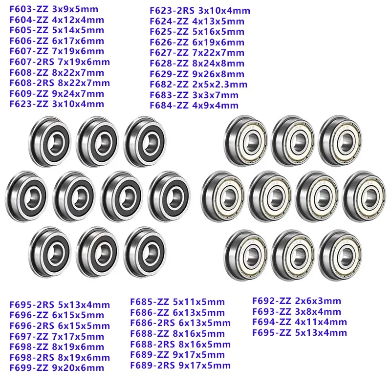 10 Stück F604 F605 F608 F623 F624 F625 F626 F686 F688 F689 F695 F696 F698 F699 F685 F684 ZZ/2RS Für VORON Mobius 2/3 2/4 3D Drucker Image