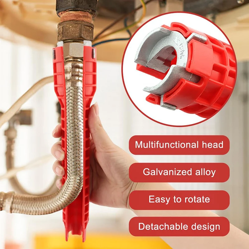 Multifunktionaler Sanitär-Schraubenschlüssel zur Demontage von Beckenbodenführungen, Armaturen, Rohren und Spülbecken – exklusives Installationswerkzeug