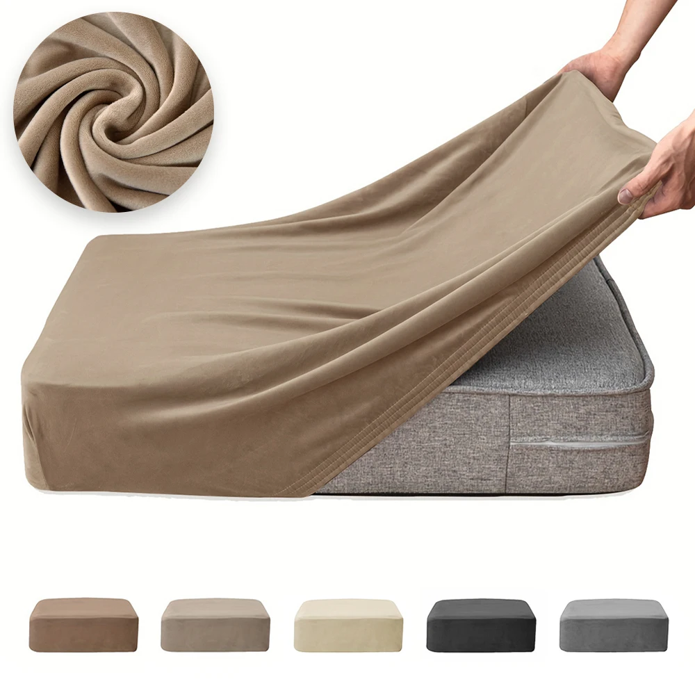 Samt-Sofabezug für Wohnzimmer, abnehmbarer, elastischer, weicher Sofa-Sitzkissenbezug, gestrickt, einfarbig, Sofa-Schonbezug, Heimdekoration Image