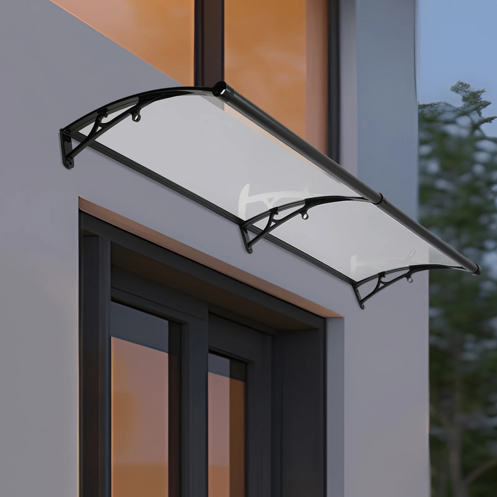 200*60cm Outdoor Transparenter Bogen-Regenschutz für Haustür, Vordach, Markise, Regenschutz für Balkon, Hof, Veranda