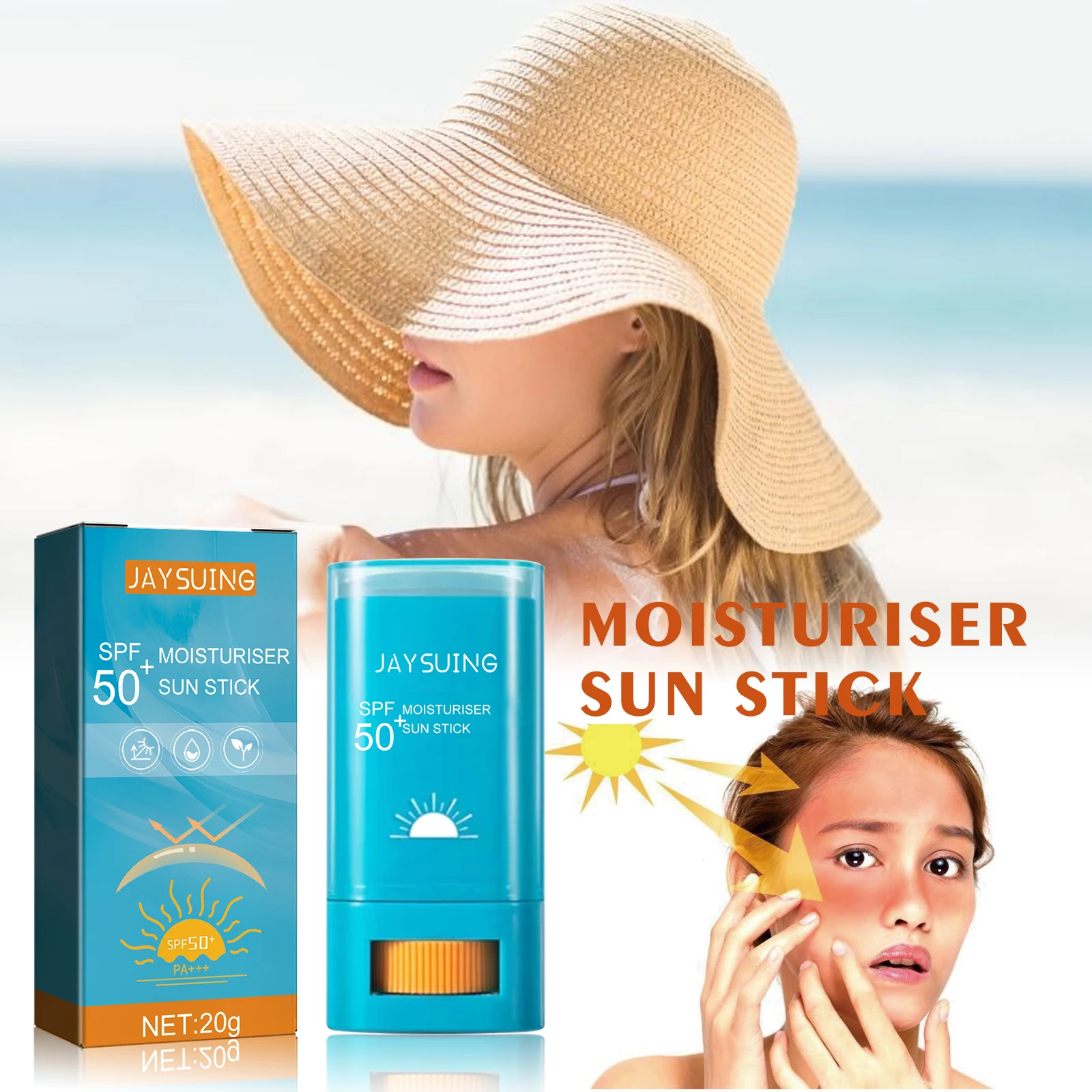 Sonnenschutzstift Gesichtscreme Schutz Gesichts-Sonnenblocker SPF50 Erfrischende Feuchtigkeitscreme Nicht-Fettige Hydratisierende UV-Beständige Pflege Image