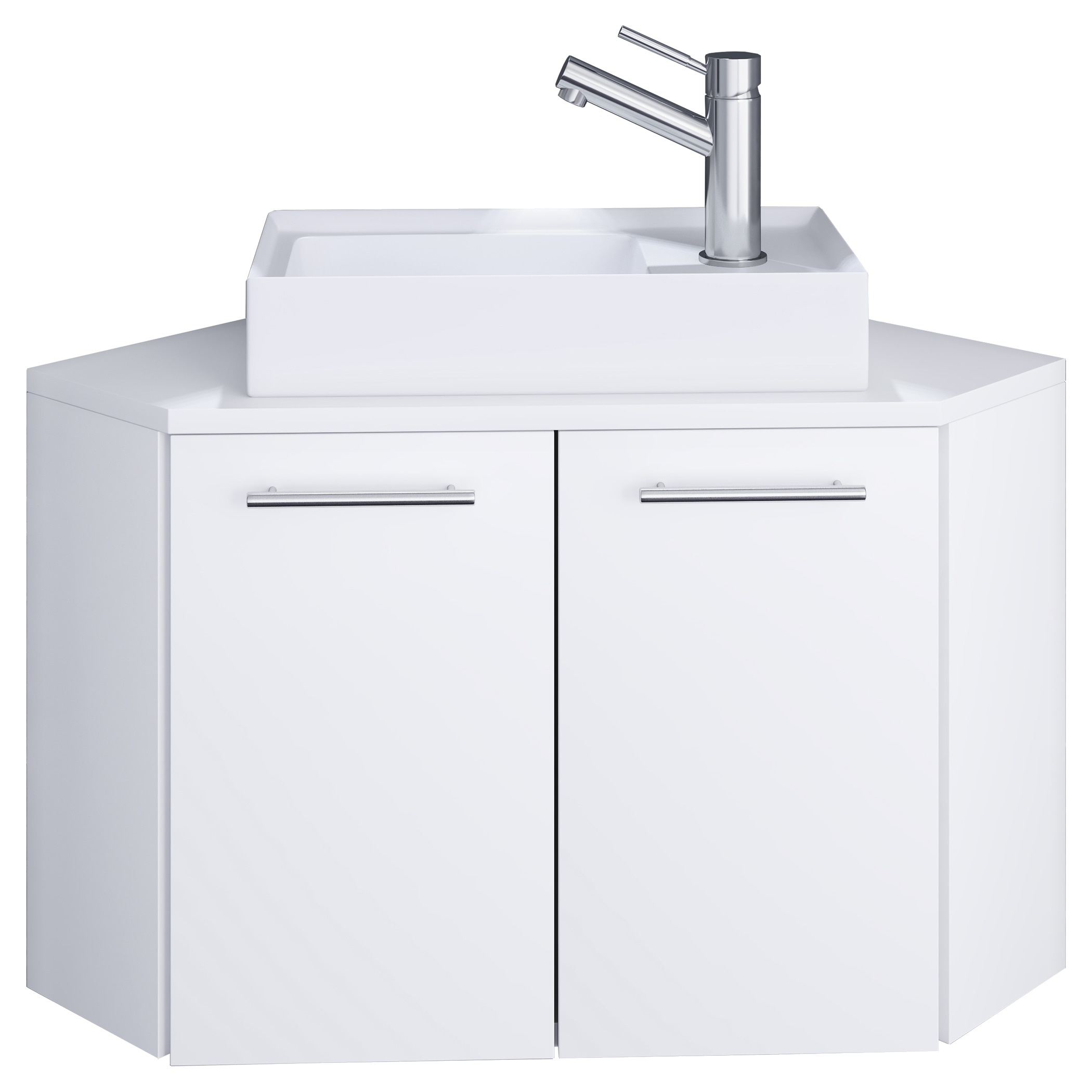 Waschtisch VCM "2-tlg. Eck Gäste WC Waschplatz Waschtisch Vilosa", weiß, B:50cm T:50cm, Waschtische, Waschtisch Image