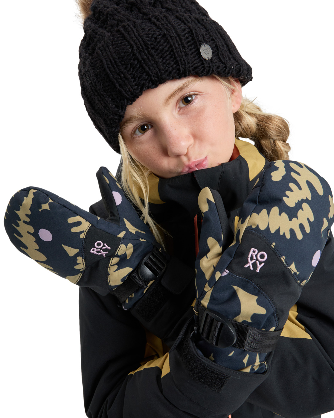 Snowboardhandschuhe ROXY "Roxy Jetty Girl", Kinder, Gr. S, fennel seed big flower rg, Obermaterial: 50% Microfaser, 50% Polyurethan;, Handschuhe Image