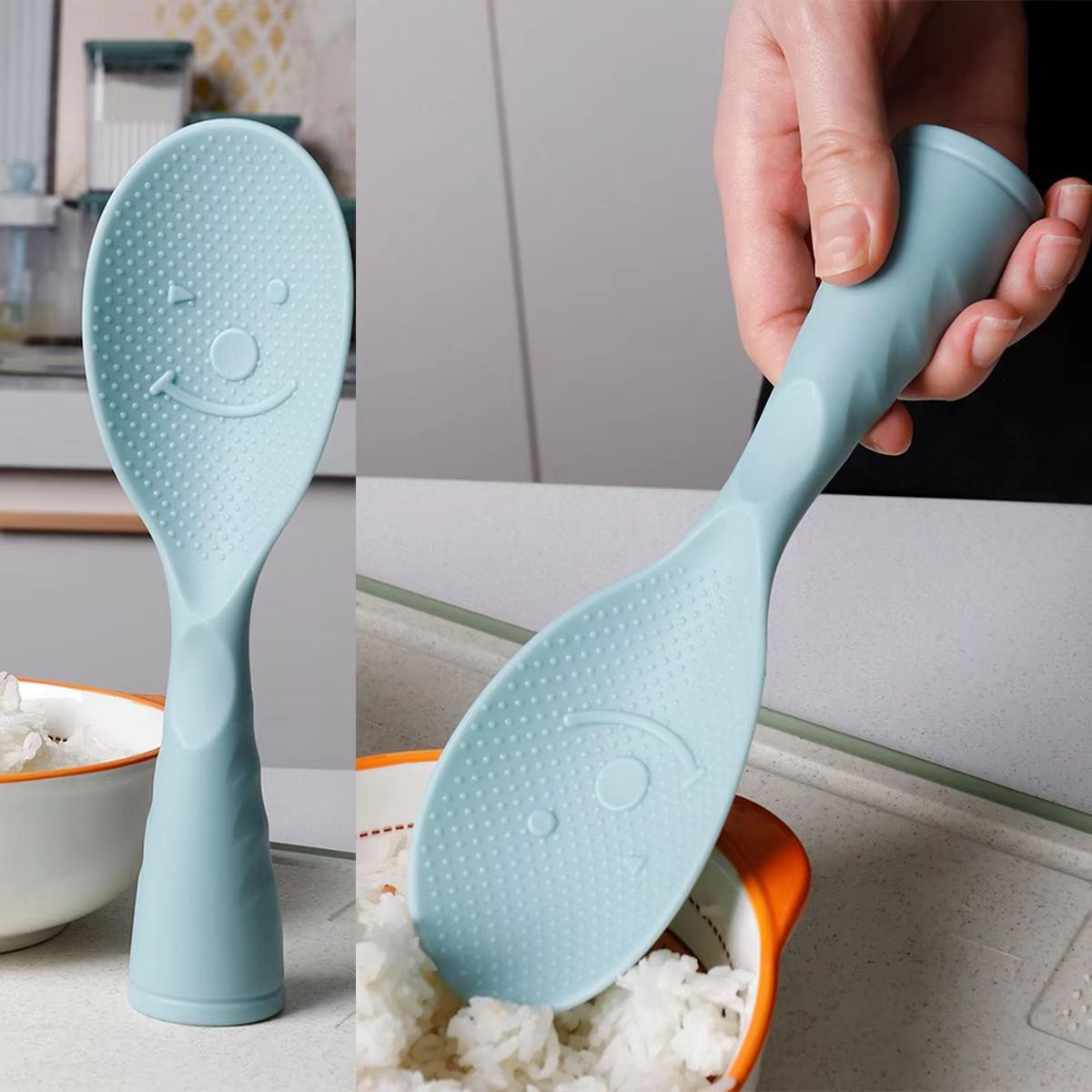 Nonstick Standing Rice Spoon Paddle For Easy Cooking And Serving blue