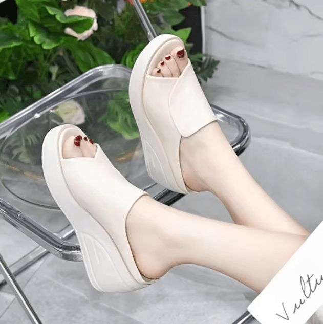 Black Orthopedic Wedge Platform Slide Sandals For Women creamy White eu 38 (us 7.5)