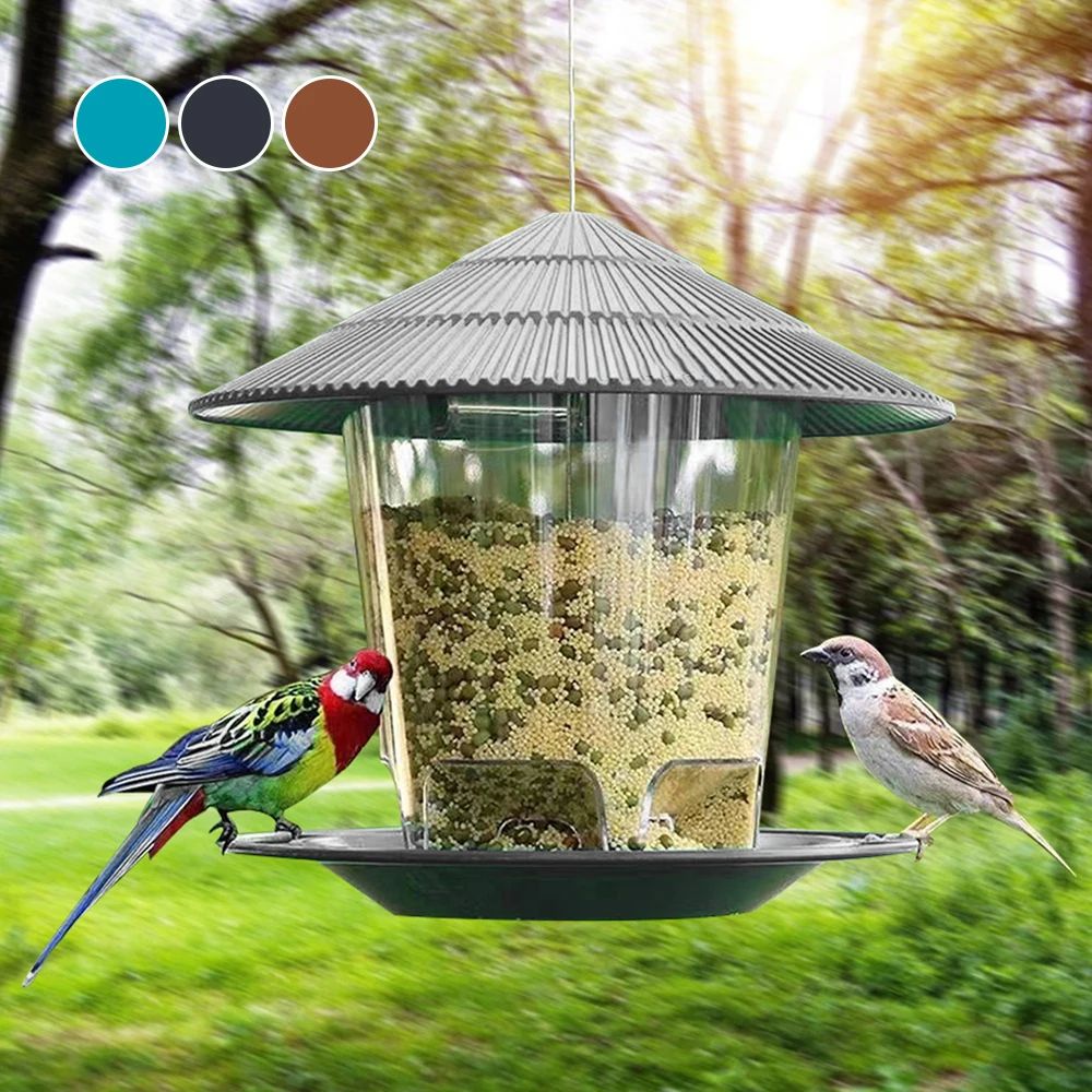 Smart Foot Activated Automatic Bird Feeder Hanging Outdoor Bird Feeder With Multi Port Bird Seed Dispenser blue