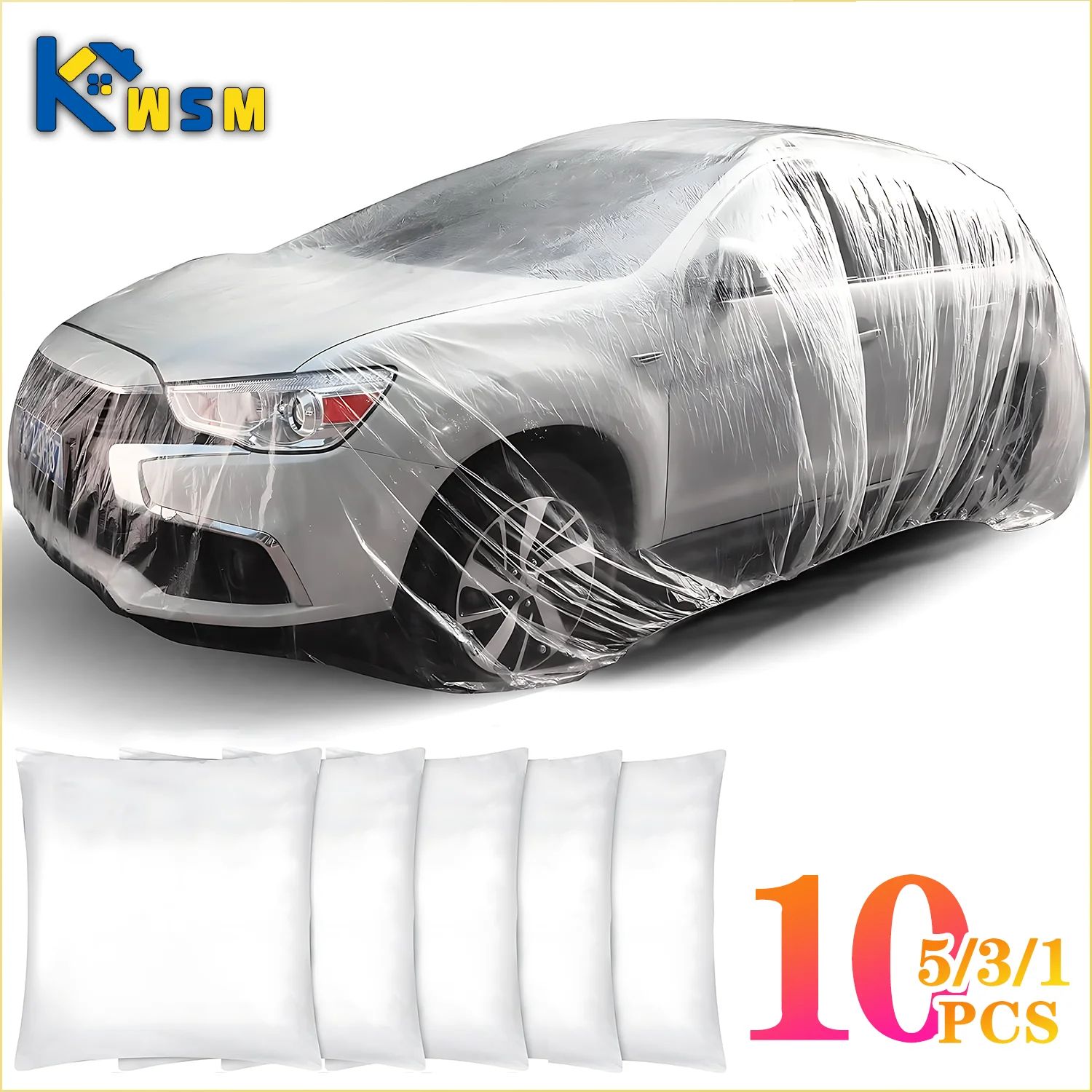 Disposable Transparent Car Cover PE Film Rain And Dust Protection transparent xl 5pcs