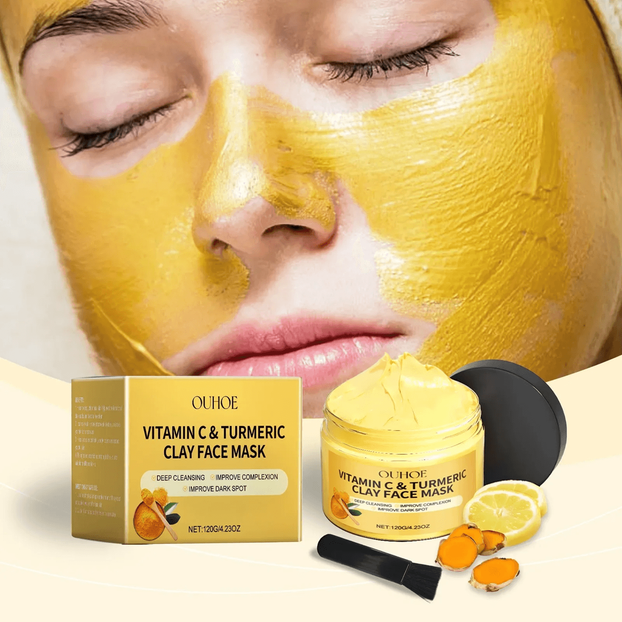 Vitamin C Turmeric Clay Face Mask For Brightening And Pore Cleansing 2pcs