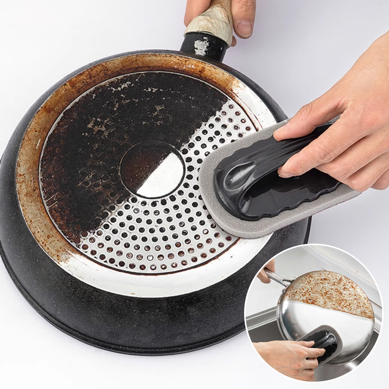Magic Emery Sponge Cleaner For Kitchen, Bath & Household Rust Removal With Handle brown