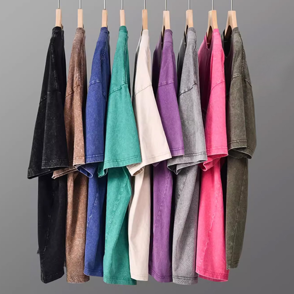 Vintage Oversized Men's Acid Wash T Shirt Street Hip Hop Punk Casual Cotton Tee black m