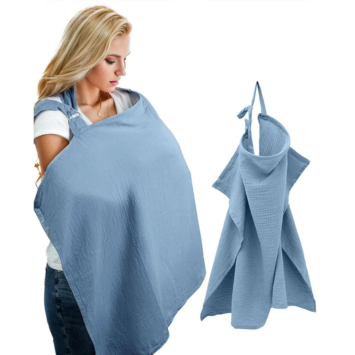 Breathable Nursing Cover & Multi Use Baby Privacy Shield blue