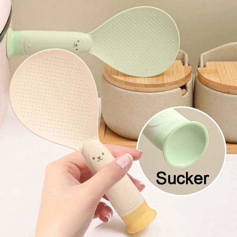 Suction Cup Standing Rice Spoon & Storage Solution gray