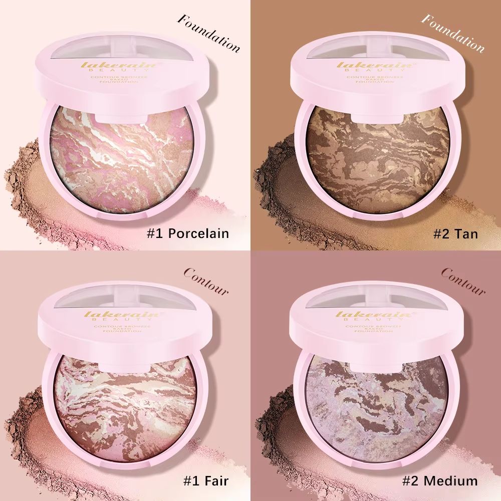 VelvetSculpt Baked Powder Foundation Oil Control Pressed Powder Bronzer With Radiant Contour Highlight Powder medium