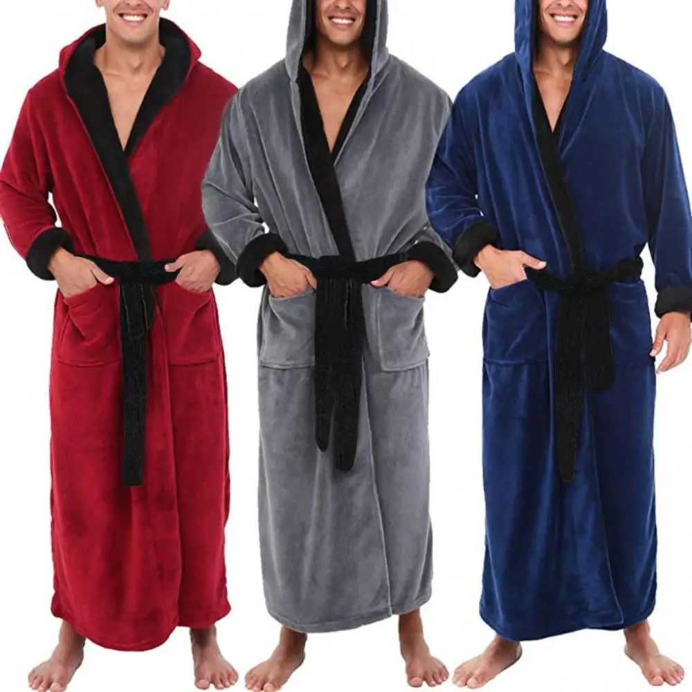 Mens Color Block Coral Fleece Bathrobe | Professional Autumn Winter Plush Home Gown & Sleepwear System black white 5xl