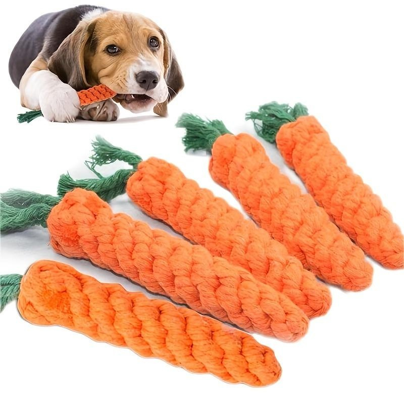 Carrot Shaped Cotton Rope Dog & Cat Chew Toy Durable Pet Knot Toy For Indoor Play Carrot Shaped Cotton Rope Dog & Cat Chew Toy Durable Pet Knot Toy For Indoor Play