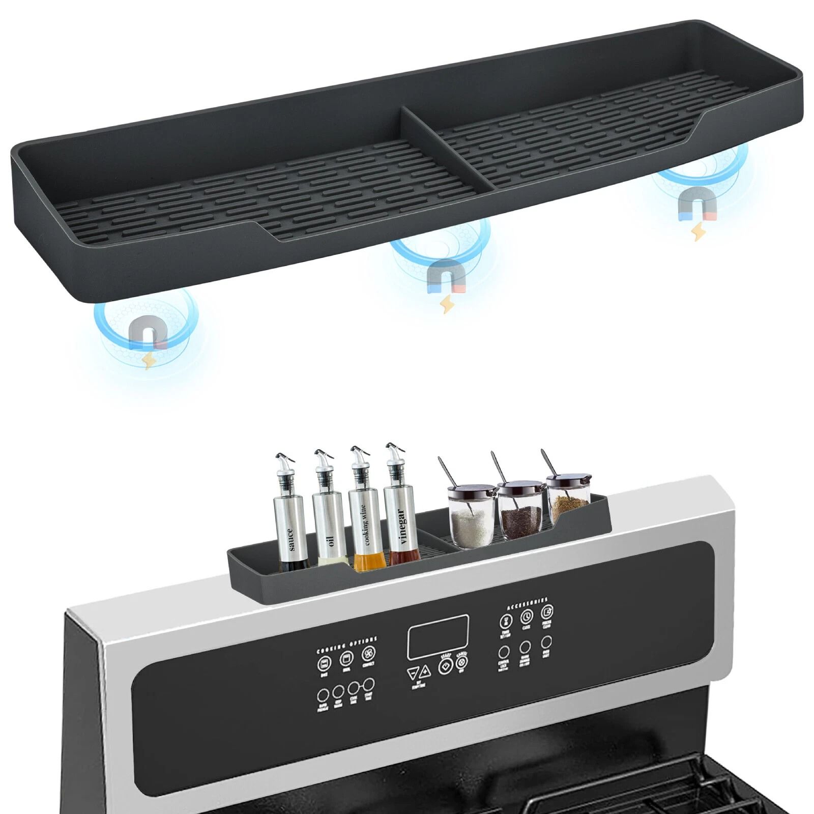 Magnetic Silicone Kitchen Spice Rack Stove Top Shelf, Countertop Organizer For Spices And More Magnetic Silicone Kitchen Spice Rack Stove Top Shelf, Countertop Organizer For Spices And More