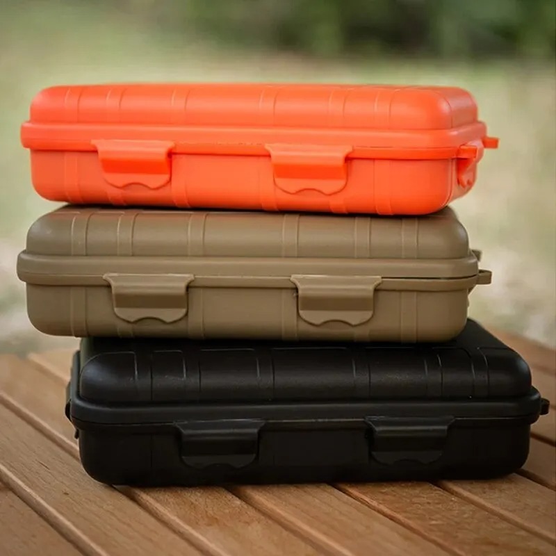 Portable EDC Survival Storage Box Waterproof Shockproof Outdoor Case For Camping black