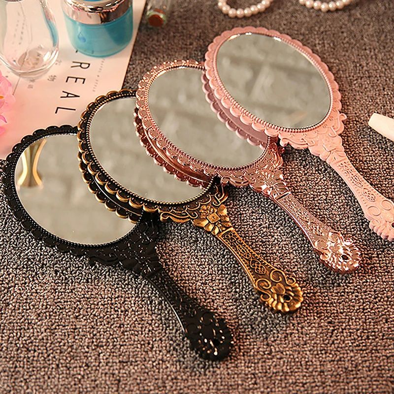 Vintage Lace Handheld Makeup Mirror Elegant Retro Vanity Beauty Mirror 2
