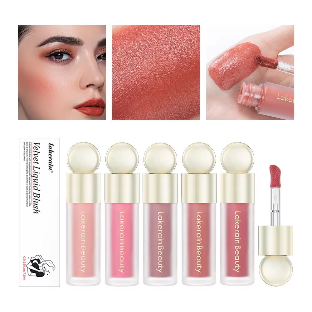 VelvetGlow Liquid Blush Soft Matte Liquid Cream Blush For Natural Pink Cheek Color berry Shade.