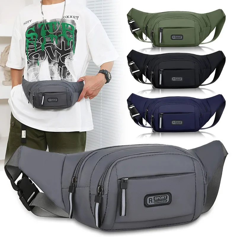 Mens Canvas Fanny Pack Ultra Thin Anti Theft Waistbag For Running Sports And Outdoor Activities blue