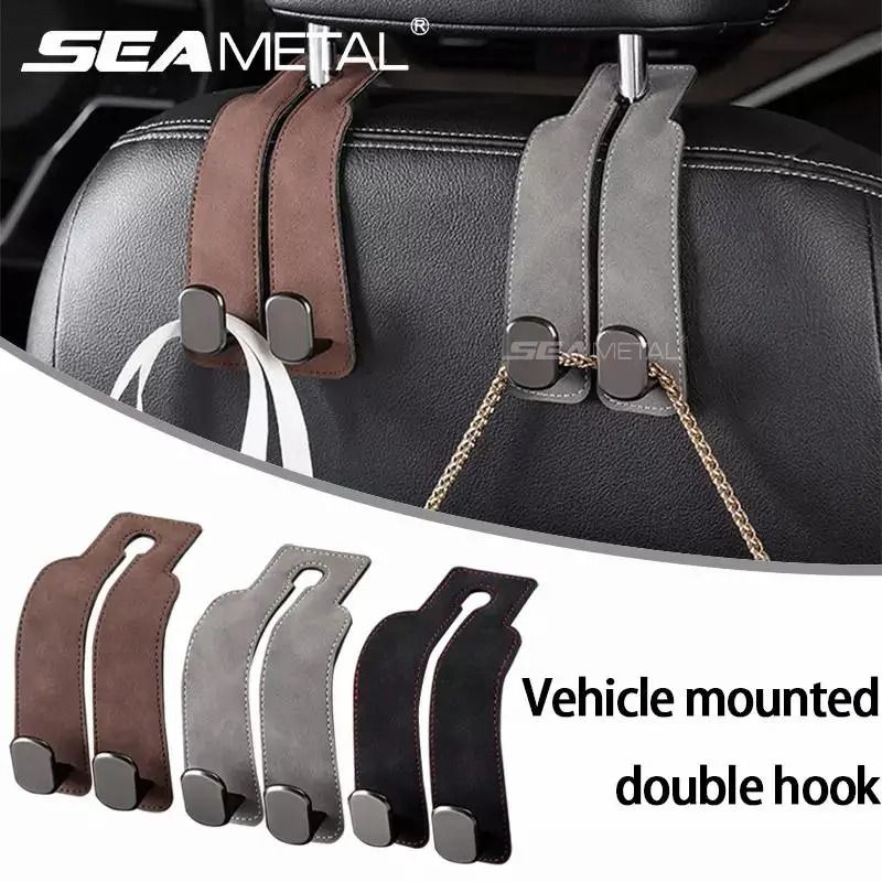 Car Headrest Hook Premium Rear Seat Hanger Dual Car Organizer Hook Heavy Duty black 2 Pcs