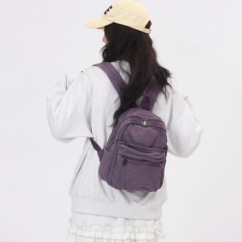 Small Canvas Backpack For Women Lightweight Casual Cotton School Bag For Teen Girls army Green