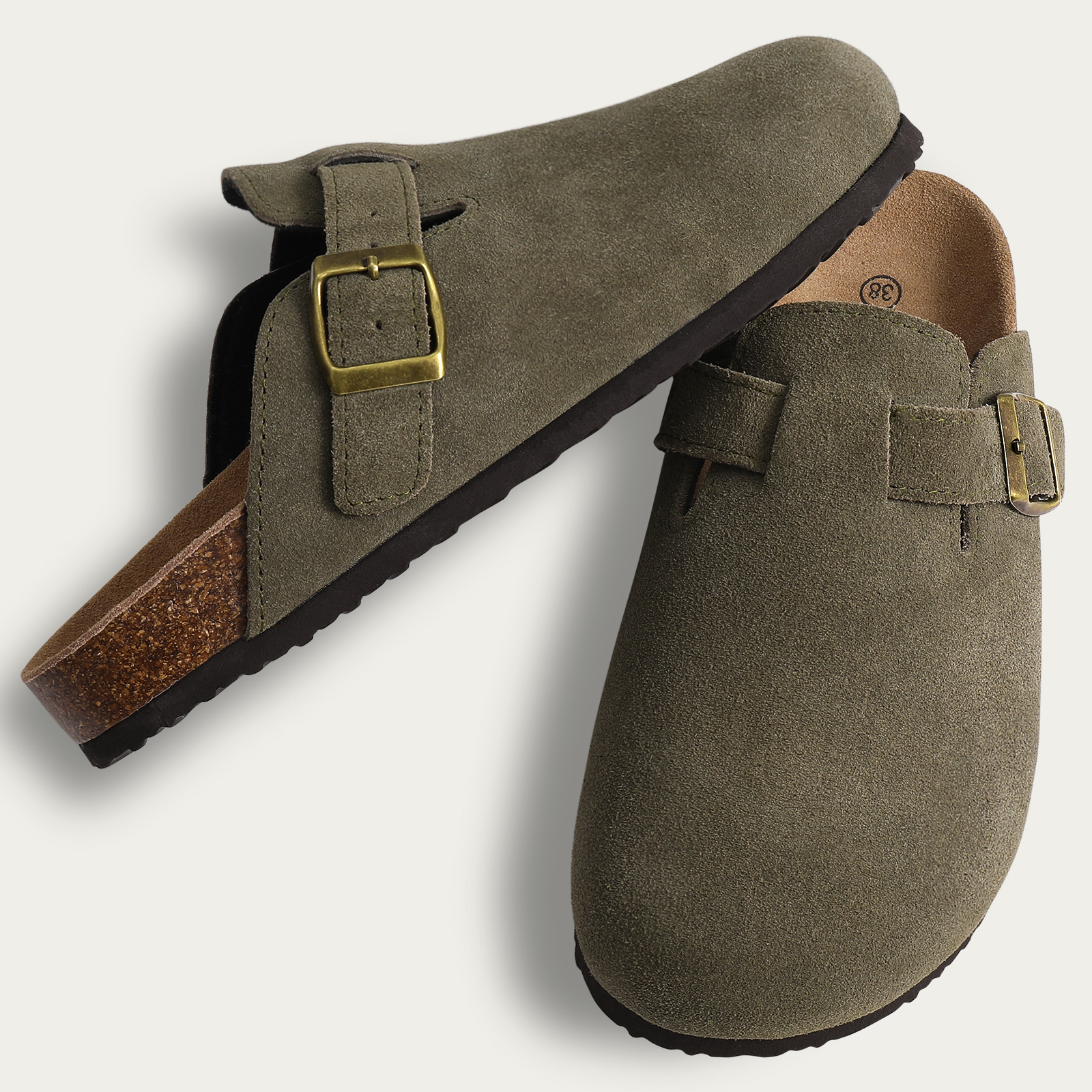 Womens Fashion Slippers With Arch Support Comfortable Cork Sandals For Beach And Home army Green 5.5 6