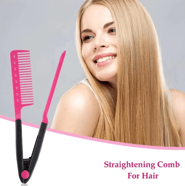 V Shaped Hair Straightener Comb Foldable Blow Dry Styling Tool For Smooth, Frizz Free Hair V Shaped Hair Straightener Comb Foldable Blow Dry Styling Tool For Smooth, Frizz Free Hair
