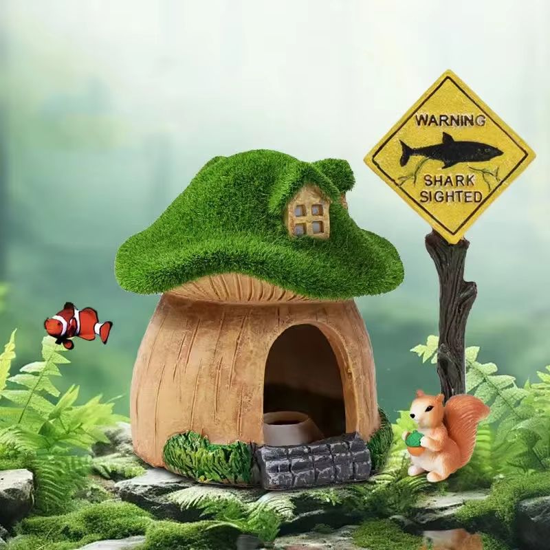 Mushroom Moss Aquarium House Decorative Fish Tank Shelter Mushroom Moss Aquarium House Decorative Fish Tank Shelter