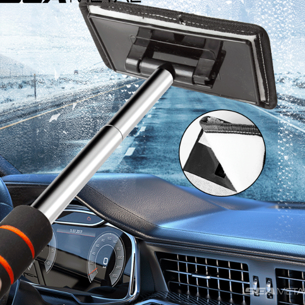 Telescopic Car Windshield Defogging Brush Long Handle Glass Cleaner And Dust Remover For Cars And Households black
