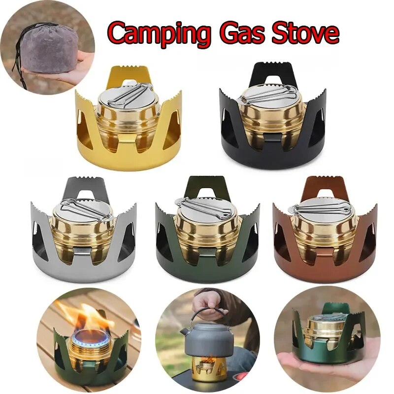 Portable Mini Alcohol Stove Burner Adjustable Firepower Ultralight Brass Camping Stove green