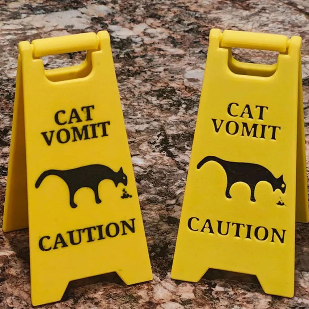 Funny Cat Vomit Sign Bright Yellow Yard Sign For Dogs & Cats dog