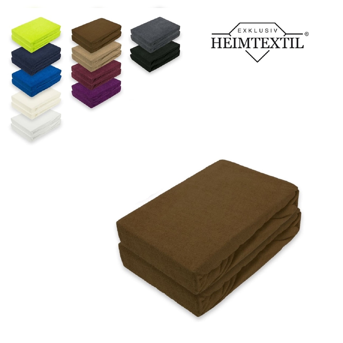 EXKLUSIV HEIMTEXTIL Doppelpack Frottee Spannbettlaken Premium Schokobraun 180 - 200 x 200 cm Image