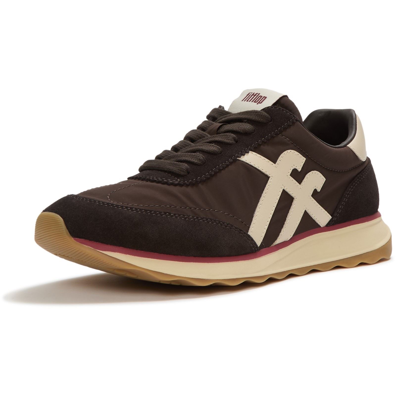 Fitflop Retro-Q FF Nylon Damen Sneaker Schokoladenbraun/Paris Beige