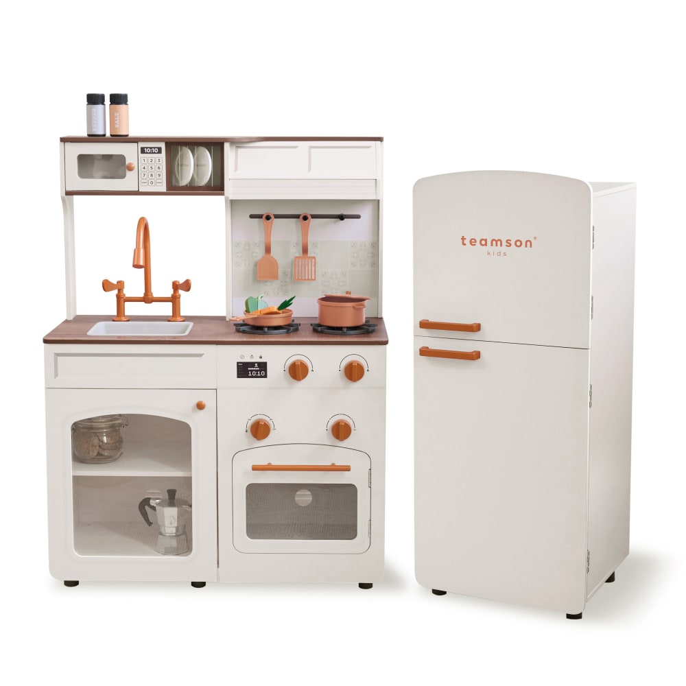 Cucina Modulare in Legno con Frigorifero Separato, 92cm, Bianco