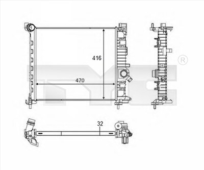 Tyc Kühler, Motorkühlung [Hersteller-Nr. 725-0050-R] für Opel Image