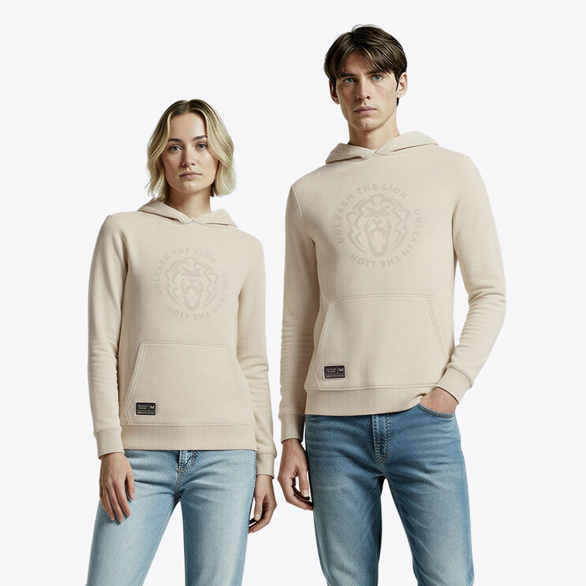Sweat à capuche Max Verstappen Unleash The Lion - Gris sable - unisexe Taille: 4XL