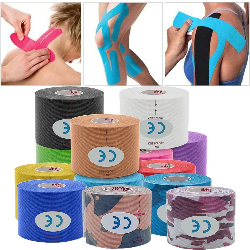 2 stücke Kinesiologie Tape Athletisch Hansaplast Sport Recovery Umreifung Gym Wasserdichte Tennis Muskel Schmerzen Relief Verband Image