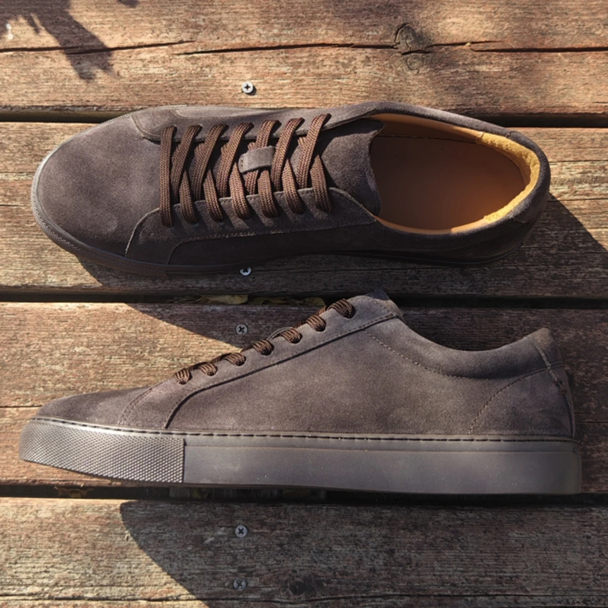 Herren Kaffeebraune Wildleder-Loafer Skateboard-Schuhe Robuste Outdoor-Lederschuhe im Casual-Walking-Stil