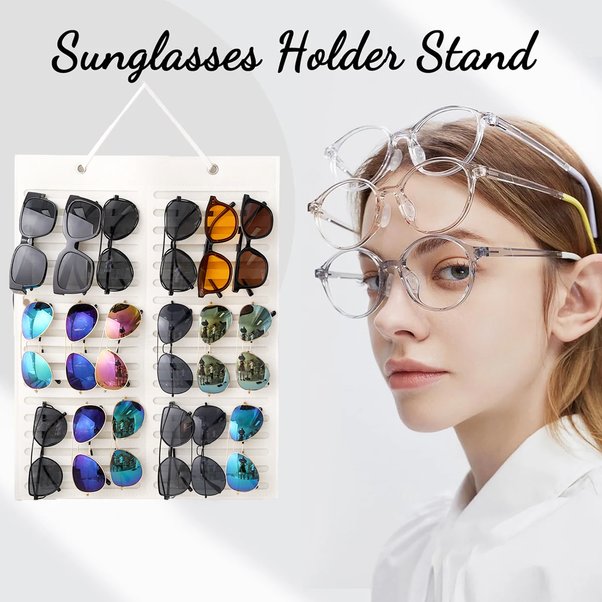 1pc Wand montiert Schwarz/Weiß Faltbare Gläser Lagerung Tasche Sonnenbrille Gläser Box Haar Zubehör Lagerung Hängen Tasche Image