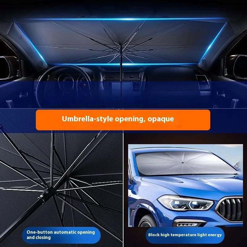 Tragbarer Auto-Sonnenschutz-Schirm für Windschutzscheibe, Hoher Schattenspender, UV-Schutz, Faltbare Frontscheibenabdeckung, Sonnenschirm-Zubehör Image