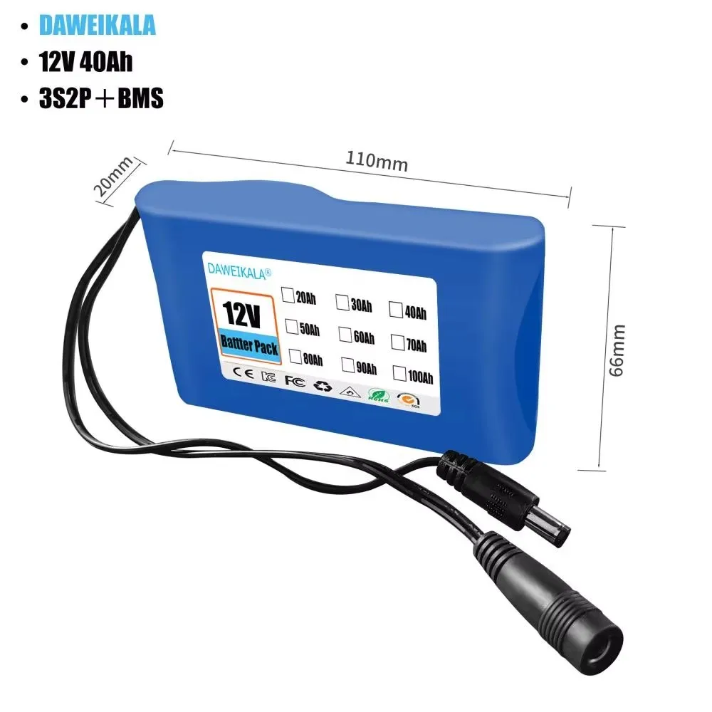 3S1P-3S4P Tragbarer Super12V 12800mAh Akku Wiederaufladbarer Lithium-Ionen-Akkupack Kapazität DC 12,6V 30Ah CCTV-Kamera-Monitor Image