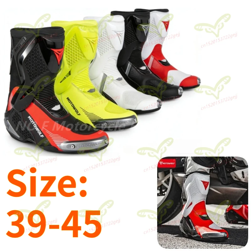 Motowolf Hochwertige Langschlauch-Wasserdichte Rennstiefel für Motorräder Ganzjahres-Offroad-Moto-Fahrschuhe Botas Moto Schuhe Image