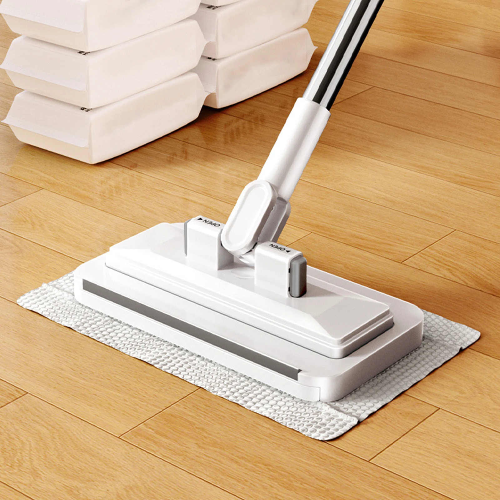 Ausziehbarer Staubreiniger Flachmopps mit Verriegelungskopf Praktischer Tuchwechsel-Mini-Mop für Nass-/Trockenböden Fliesen Hartholz Ecken Image