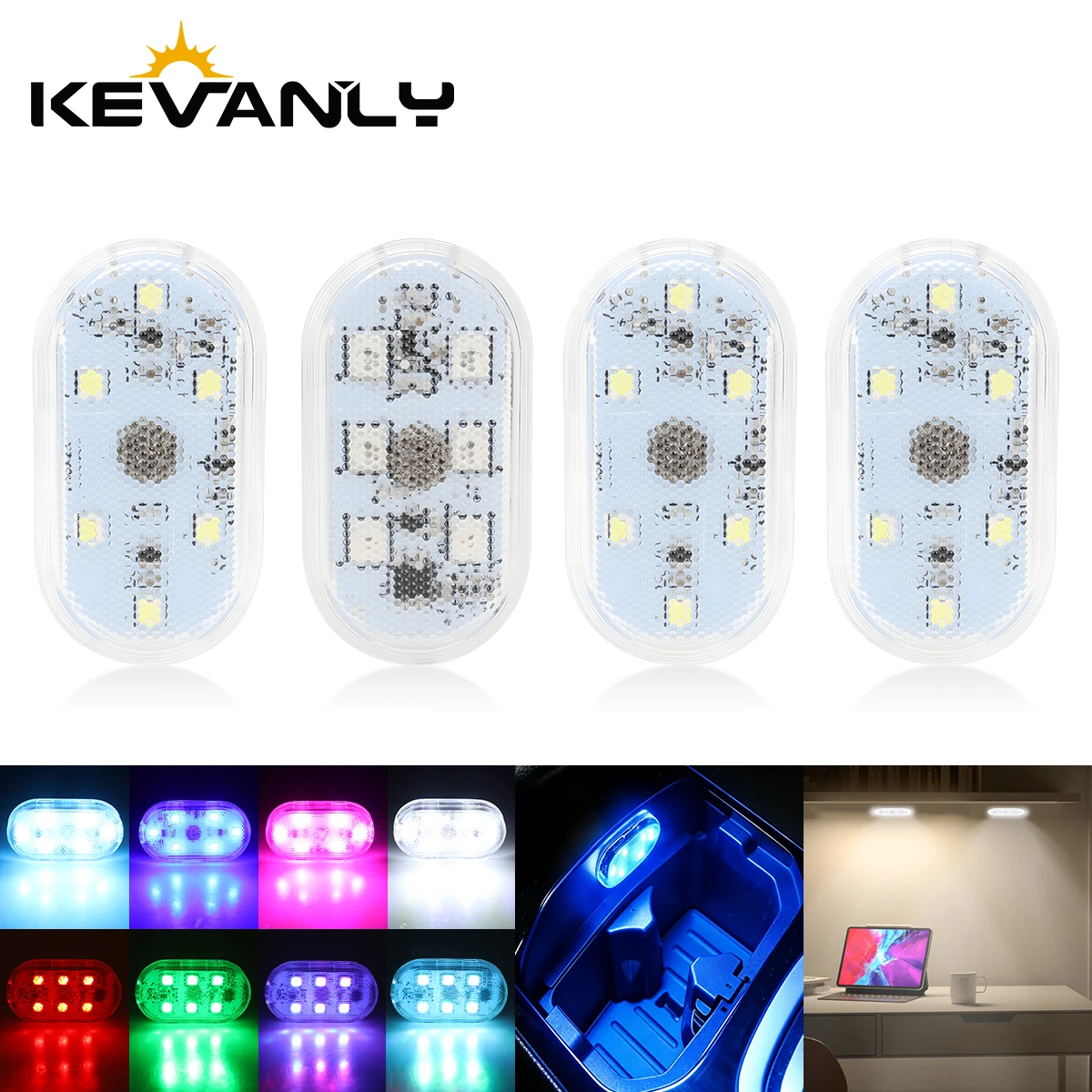 1pcs LED Touch Light USB 5V 6LED Mini Car Interior Rechargeable Auto Roof Ceiling Reading Lamps Touch Sensor LED Lamp RGB